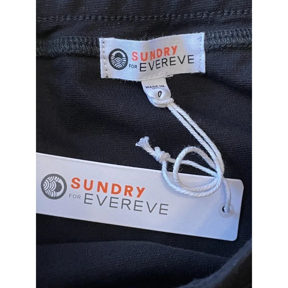 NWT Sundry x Evereve Sunday‎ Skirt Black Size XS Mini Pullon Adjustable Pocket